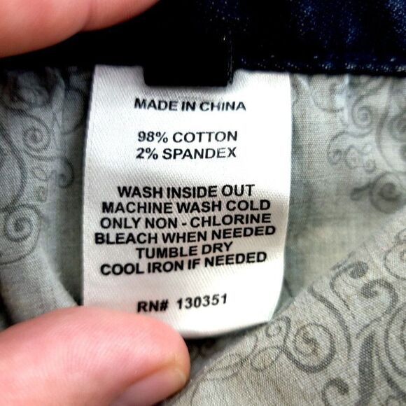 Express Stella Regular Fit Low Rise Blue Brown Denim Whisker Jeans Size 8R 34/33 - Picture 13 of 15